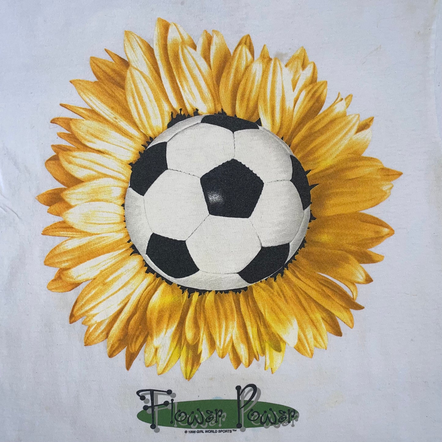 Vintage womens soccer 'Flower Power' tshirt - M